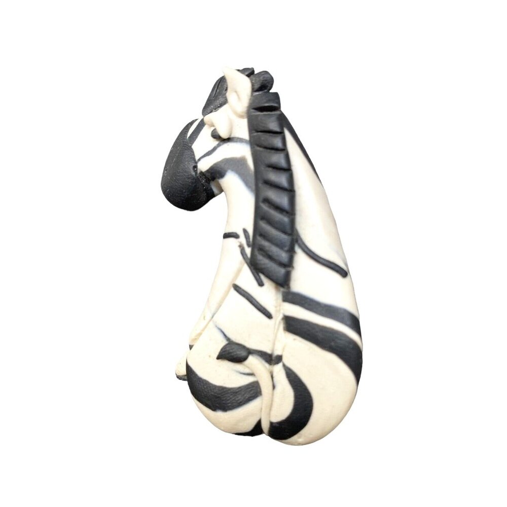 Vtg Artisan Polymer Clay Zebra Brooch Pin Eeyore Donkey